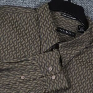 Jhane Barnes Button Down Shirt Brown Mens XXL Woven Japanese Fabric Jacquard